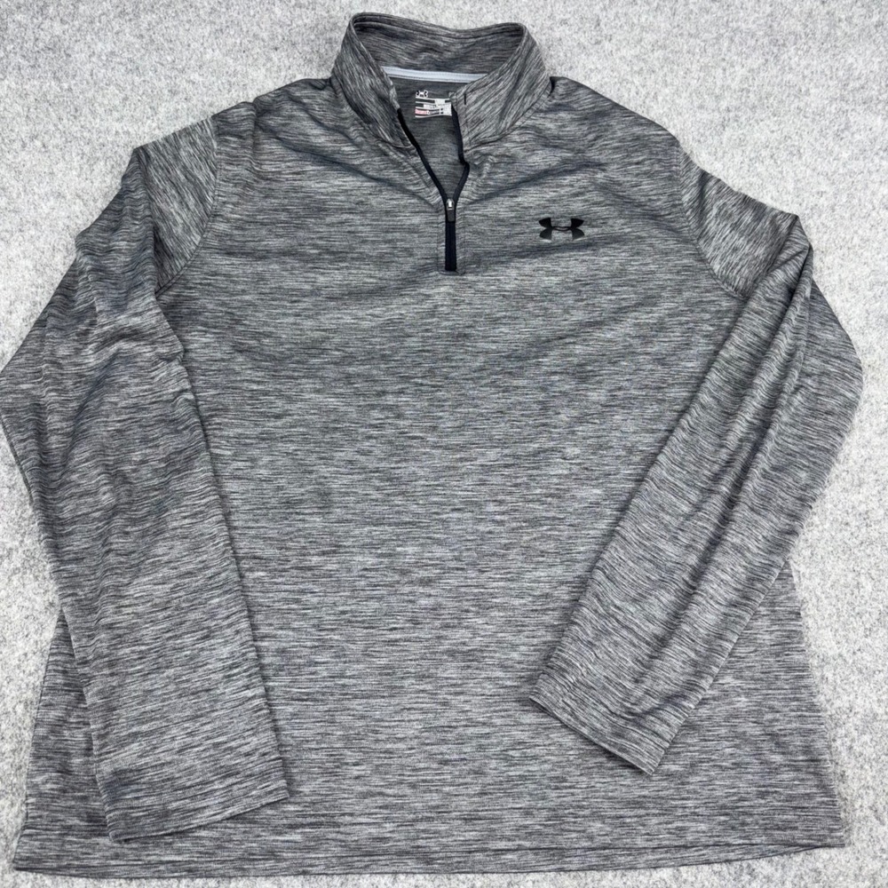 Under Armour 1/4 Zip Pullover Mens Large Grey Atheltic Heat Gear Athletic Logo
